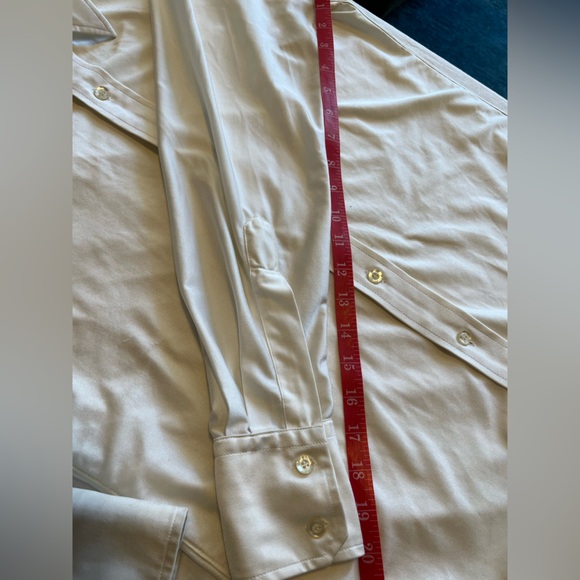 Saks Fifth Avenue Vintage Disco Era white stretch polyester button down shirt - Picture 10 of 10